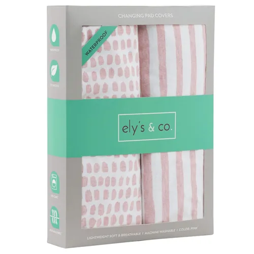 Vista 10 de Ely's & Co. Funda impermeable para cambiador, juego de 2 sábanas para bebé, 100 % algodón, sábanas de algodón de punto jersey con forro impermeable