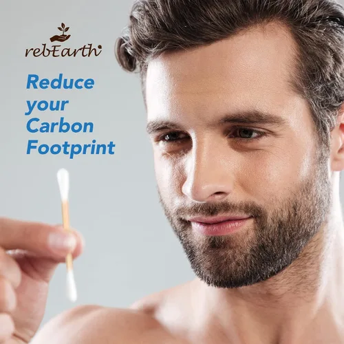 Vista 6 de rebEarth Bamboo Cotton Swabs 500 Count - Biodegradable Wooden Cotton Buds