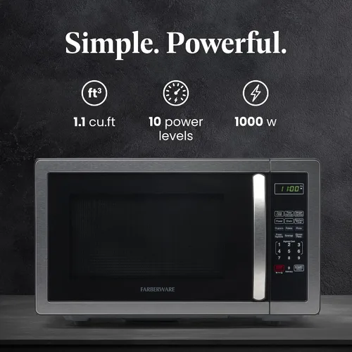 Vista 2 de BLACK+DECKER BCRK17V - Refrigerador compacto Energy Star de una sola puerta con congelador y microondas Farberware para encimera, 1000 vatios, 1.1