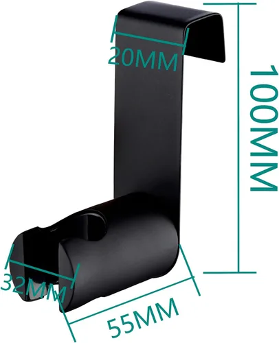 Vista 4 de Soporte para rociador de bidé de inodoro negro, soporte para cabezal de ducha de mano de acero inoxidable Biveah KZS004B