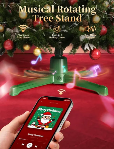 Vista 2 de HOPOCO - Soporte musical giratorio para árbol de Navidad con control remoto