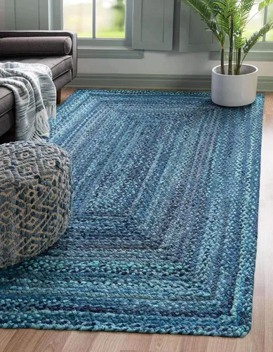 Vista 10 de Unique Loom Colección Trenzada Chindi - Alfombra de área (1 pie 2 pulgadas x 6 pies 1 pulgada, pasillo, multi/azul)