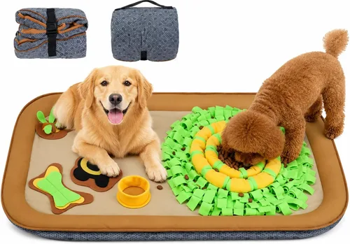 Vista 8 de HOPET Tapete de olfateo para perros de raza grande, 28.3''x28.3'' tapete interactivo tipo rompecabezas para comida de perros, fácil de limpiar