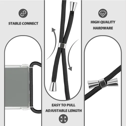 Vista 3 de Para Google Pixel 7 Clear Lanyard Case Ajustable Hombro Cuello Crossbody Correa Cubierta Del Teléfono Mujeres Niñas Suave Delgado Bumper A Prueba De