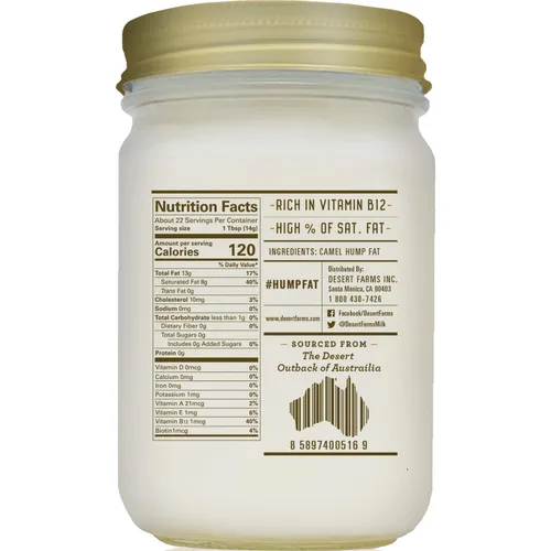 Vista 2 de Desert Farms - Grasa de joroba de camello orgánica real para cocinar - Certificado Halal, Paleo y Keto - Uso rápido de fusión para freír