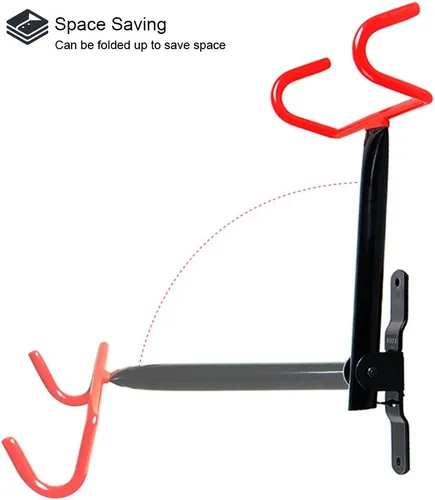 Vista 2 de Dirza Soporte de pared para bicicleta, plegable, para almacenamiento de bicicletas, soporte horizontal para bicicleta, gancho para garaje, cobertizo