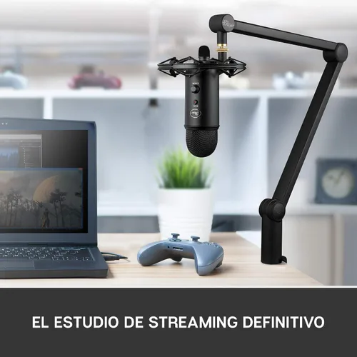 Vista 2 de Blue Microphones Blue Yeticaster - Paquete de transmisión profesional con micrófono USB Yeti, soporte de choque Radius III y brazo de brazo