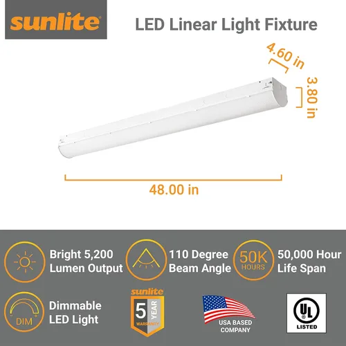Vista 3 de Sunlite 85479-SU 25w 48" accesorio de tira de LED lineal 3500k blanco neutro