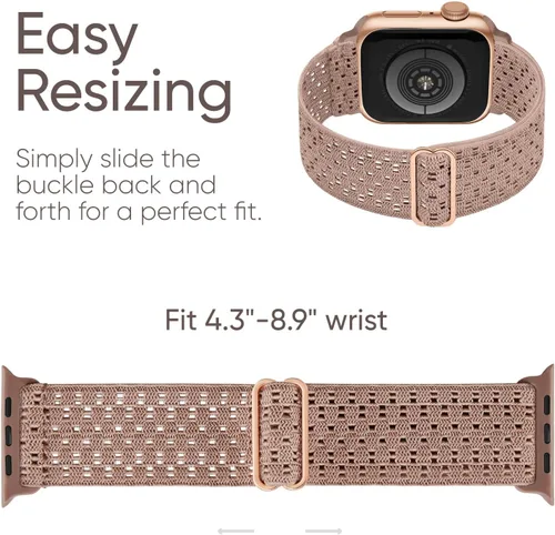 Vista 3 de 4 Pack Stretchy Solo Loop Compatible with Apple Watch Bands Women Men Negro/Rosa/Cactus/MilkTea