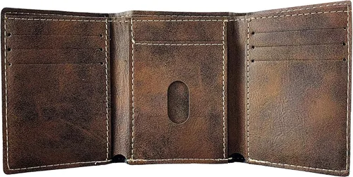 Vista 3 de Dempsey - Cartera de piel rústica con escudo de armas irlandés, Marrón (Rustic Brown), Billetera triple