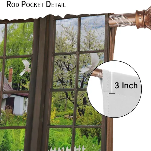 Vista 31 de Cortinas de paisaje, ventana 3D, primavera, bosque, vida silvestre, paisajes de naturaleza, dormitorio, sala de estar, cortinas térmicas opacas de 2