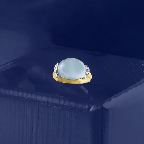Vista 4 de Ross-Simons 12.00 Carat Aquamarine Ring With Diamond Accents in 14kt Yellow Gold