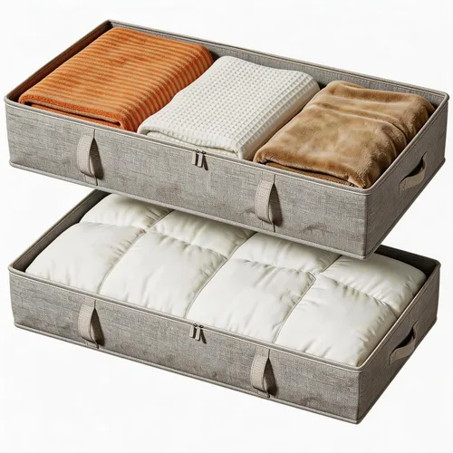 Vista 10 de Vailando Contenedores de almacenamiento para debajo de la cama, 6 pulgadas de alto y 60 litros debajo de la cama con asas resistentes y paredes