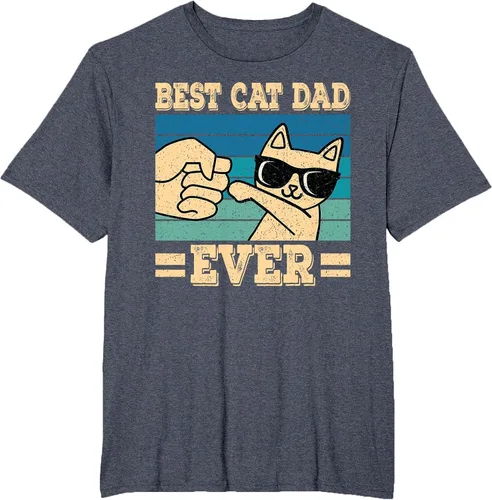 Vista 13 de Best Cat Dad Ever Vintage Funny Cat Lover Retro Men T-Shirt Asphalt Grey