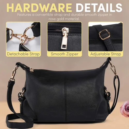 Vista 4 de Katloo Bolso pequeño Hobo para mujer, con asa superior, bolso cruzado de piel sintética para mujer, bolso de hombro, cortaúñas