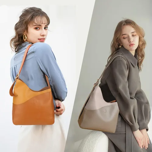 Vista 7 de Bolso de mano de cuero genuino para mujer, bolso de mano suave, bolso cruzado de moda