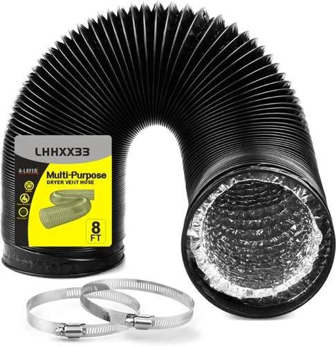 Vista 8 de Manguera de ventilación para secadora - Conducto flexible de 4 pulgadas, 3 pies de largo, protección resistente de cuatro capas - Ideal