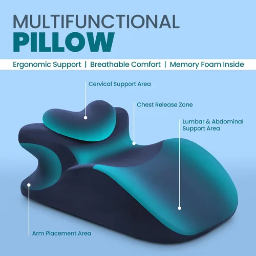 Vista 4 de Almohada de cuña de espuma viscoelástica, almohada ergonómica de lectura y cuña de cama para dormir, soporte de espalda, reflujo ácido y elevación