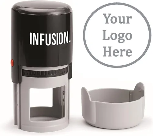 Vista 14 de Infusion Sello de goma autoentintado redondo con logotipo personalizado (2 pulgadas de diámetro), negro