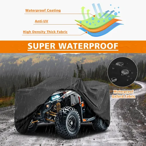 Vista 4 de COVERVIN Cubierta para ATV Impermeable de Servicio Pesado, Resistente a Todo Clima, Lluvia y Sol, Cubierta de 4 Ruedas Cubierta Quad para Honda