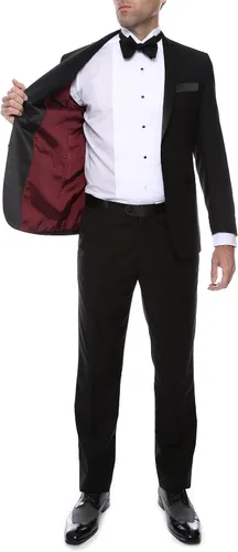 Vista 2 de Ferrecci 2 Piece Suits for Men Slim Fit Solid Wedding Prom Tuxedo Suit with Two Buttons Notch Lapel Blazer and Pants