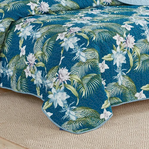 Vista 3 de Tommy Bahama - Juego de colcha tamaño Queen, ropa de cama reversible de algodón con fundas a juego, juego de ropa de cama transpirable para todas