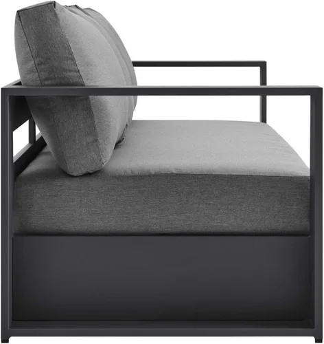 Vista 5 de Modway Tahoe - Sofá de aluminio para patio exterior en gris carbón