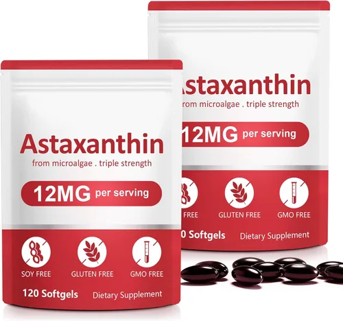 Vista 9 de Suplementos de astaxantina, antioxidante premium de 12 mg de astaxantina con actividad antioxidante, apoya los ojos, las articulaciones, el sistema