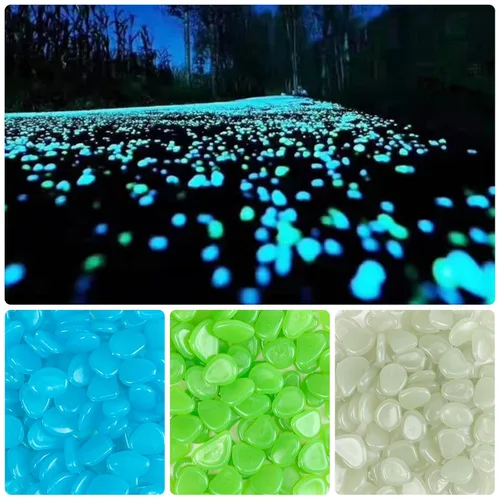 Vista 8 de 1000 piedras decorativas azules brillantes a largo plazo, que brillan en la oscuridad, decoración perfecta para interiores y exteriores