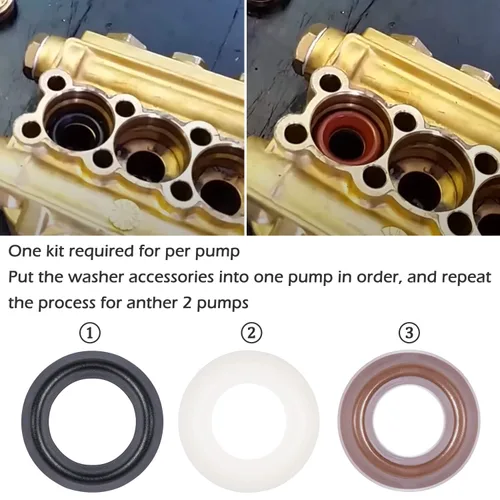 Vista 4 de Bonbo Kit de sellado de agua de embalaje 5019006400 se adapta a ZWD y ZWDK Series 0.591 in Bombas Pistón Kit de sello de lavado a presión