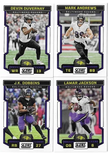 Vista 2 de Juego de 10 cartas de fútbol de Panini Score Baltimore Ravens 2023 con novatos reclutados