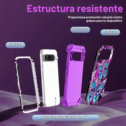 Vista 2 de Rancase Funda para Google Pixel 10 Pro XL 2025, brilla en la oscuridad de tres capas [protección de grado militar] resistente a prueba de golpes