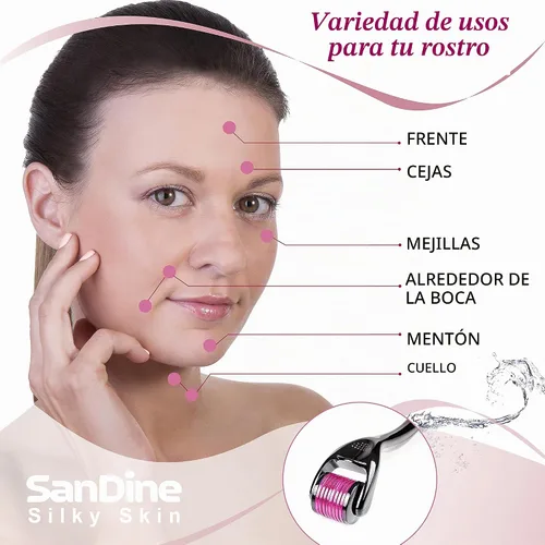 Vista 2 de Microneedle Derma Roller – 540 Micro pines sistema de cuidado de la piel – Rodillo de Titanio dermatológico – Ideal para mantener tu piel jóven