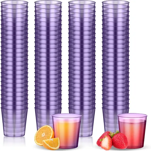 Vista 9 de Tioncy 100 vasos de chupito de plástico neón de 1 oz, vasos de chupito desechables de colores, mini vasos de fiesta para beber para cóctel, whisky