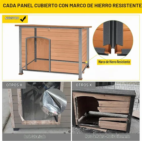 Vista 6 de Aivituvin Casa para Perros de Exterior con Calefacción Perrera para Perros con Forro Aislante y Calentador para Invierno Marco de Hierro Resistente