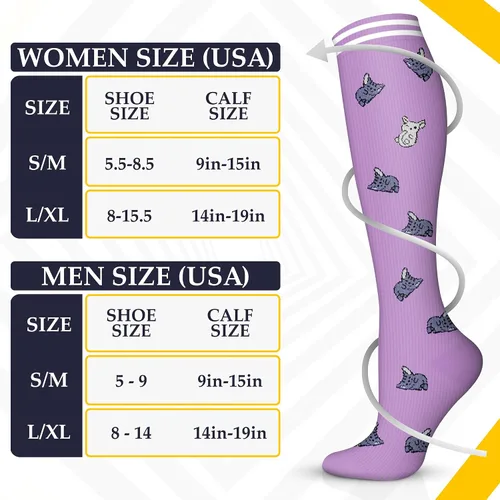 Vista 6 de Calcetines de compresión para mujeres y hombres (6 pares) 15-20 mmHg son para atletismo, correr, montar, viajar, enfermería médica, mejor apoyo