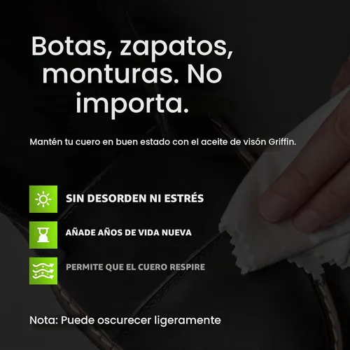 Vista 6 de Griffin - Aceite de visón para cuero, acondicionador de botas y suavizante