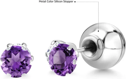 Vista 6 de Gem Stone King Pure PT950 Platinum 950 Six Prong 3.5MM Round Gemstone Birthstone Stud Earrings For Women Men
