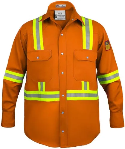 Vista 10 de Camisa Hi Vis de alta visibilidad FR resistente al fuego - 88% C/12% N - 7oz Azul marino