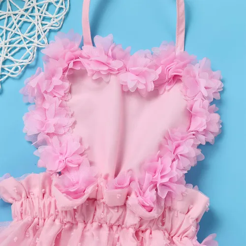 Vista 5 de ODASDO Conjunto de ropa de 2 piezas para bebé niña para primer cumpleaños con encaje y tutú de tul con diadema, conjunto de ropa de 2 piezas