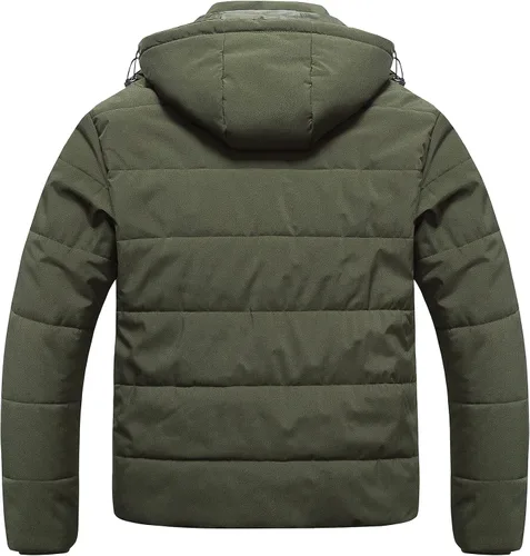 Vista 2 de CREATMO US Chaqueta acolchada de invierno para hombre grande y alta, impermeable, abrigo de burbujas, parka de esquí hinchada con capucha