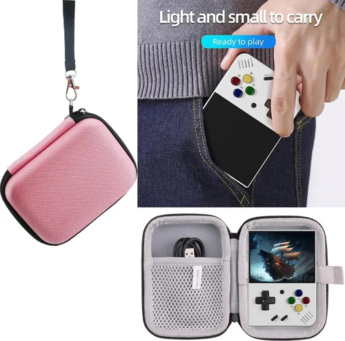 Vista 6 de WAIYUCN Estuche de transporte rígido de EVA para Miyoo Mini Plus, funda de consola de juegos de mano retro de 3.5 pulgadas (rosa)