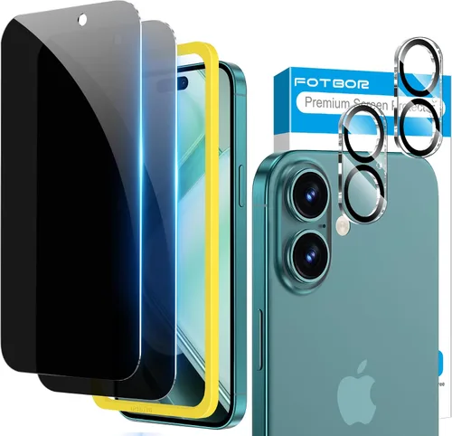 Vista 13 de Fotbor Protector de pantalla de privacidad para iPhone 13 Pro con protector de lente de cámara [2 + 2 unidades], con kit de fácil instalación
