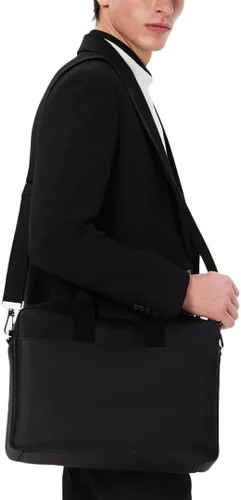 Vista 5 de Lacoste Bolsa de computadora clásica para hombre Petit Piqué Negro