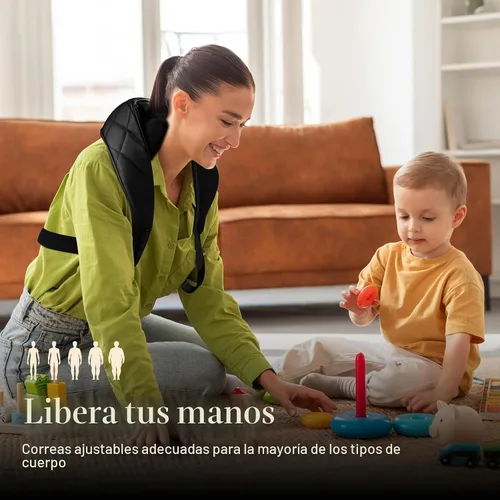Vista 5 de CuPiLo Masajeador de cuello inalámbrico para aliviar el dolor de tejido profundo, masajeador de hombro con calor, 3 modos y velocidad, almohada