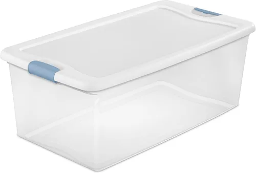 Vista 14 de Sterilite - Paquete de 12 contenedores de almacenamiento con pestillo para debajo de la cama, con tapas, de plástico transparente, 6 cuartos