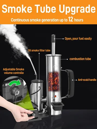 Vista 2 de Tubo de humo para actualización de ahumador de pellets, generador de humo frío para parrilla de gas, ahumador eléctrico inalámbrico portátil