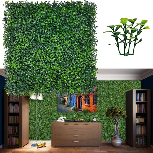 Vista 7 de ODTORY Paneles de césped artificial para pared: 10 x10 pulgadas (8 unidades) Paneles de boj para decoración de paredes verdes en interiores