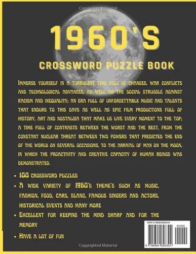 Vista 2 de 1960's Crossword Puzzle Book 1960 Crossword Puzzle 1960's Themed Crossword Puzzle Book For Adults, Seniors And Teens