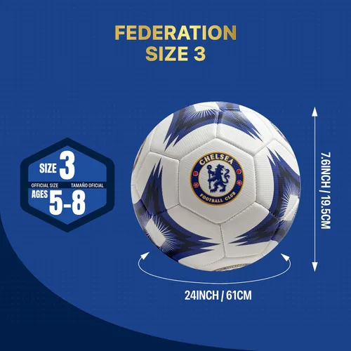 Vista 4 de Icon Sports Balón de fútbol oficial del Chelsea FC, CHL154BLT, color blanco, talla 3